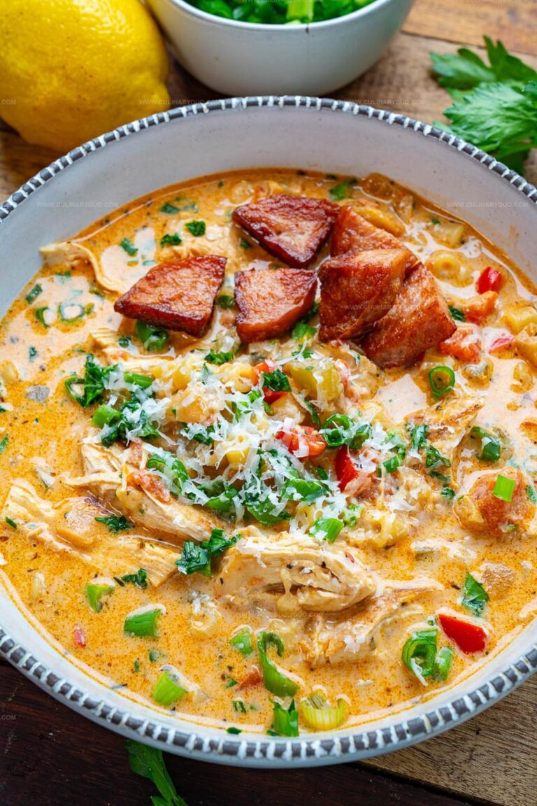 Creamy Parmesan Cajun Chicken Pasta Soup Recipe