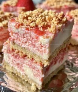 Strawberry Crunch Cheesecake Bars Recipe