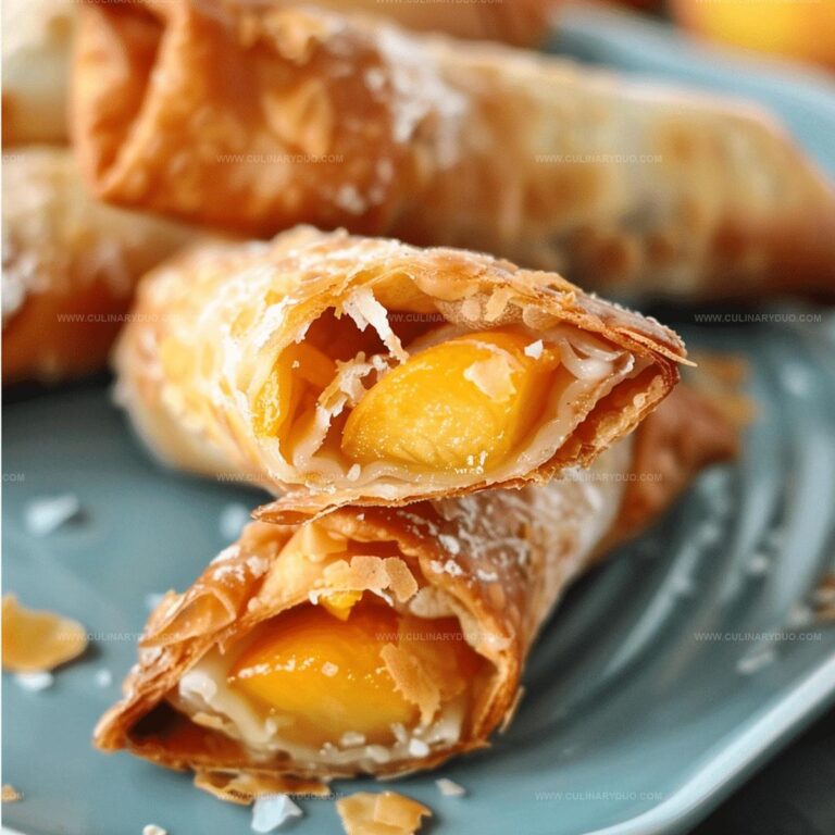 Peach Cobbler Egg Rolls pieces Recipe