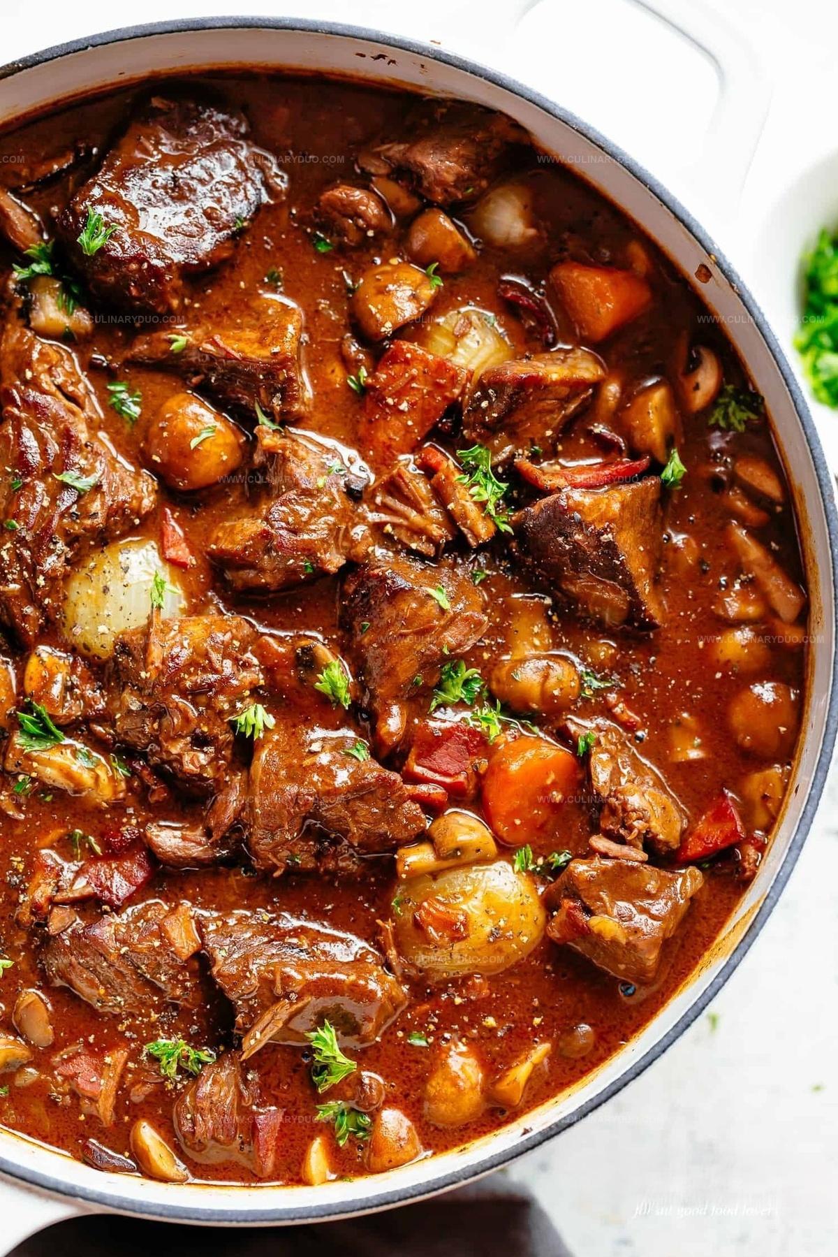 Beef Bourguignon (Julia Childs Recipe)
