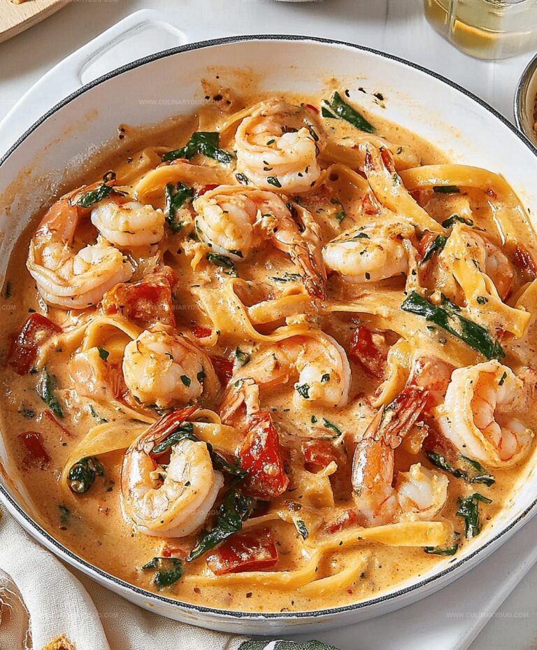 Best Creamy Shrimp Tuscan Fettuccine Recipe