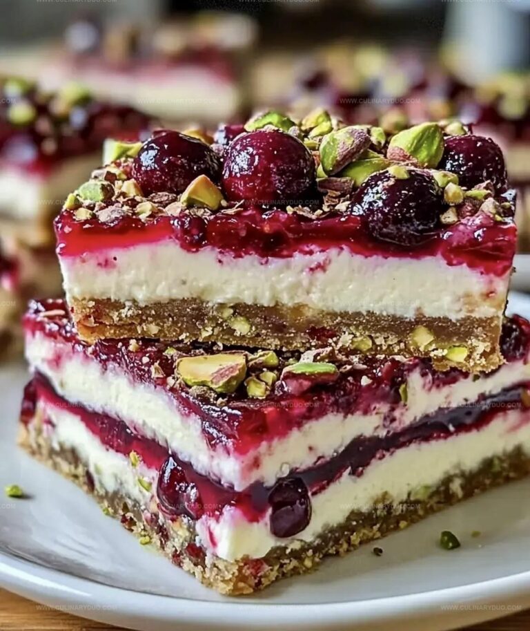 Cherry Pistachio Cheesecake Bars Recipe