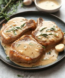 Garlic Parmesan Pork Chops With Cheesy Scalloped Potatoes Recipe