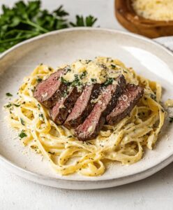 Savory Steak Gorgonzola Alfredo With Creamy Parmesan Sauce Recipe