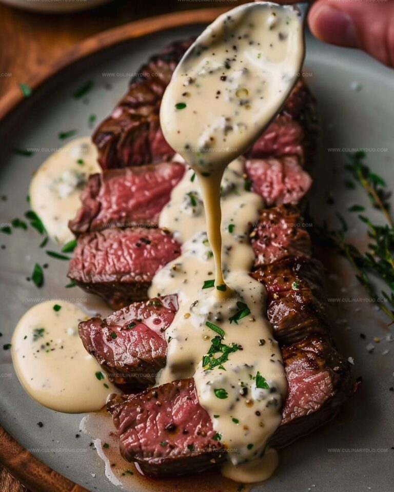 Pan-Seared New York Strip Steak with Gorgonzola Cream Sauce Recipe