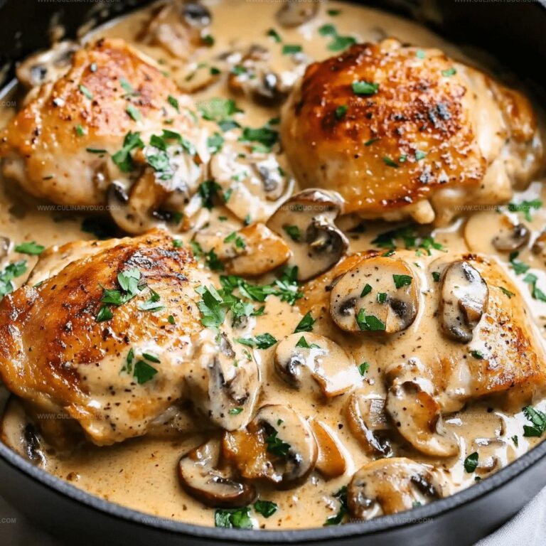 Chicken Thighs With Creamy Mushroom Garlic Sauce Recipe