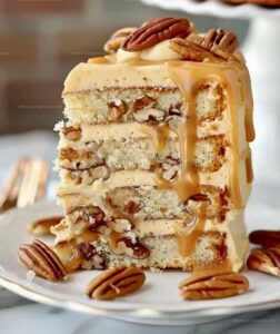 Banana Pecan Caramel Layer Cake Extravaganza Recipe
