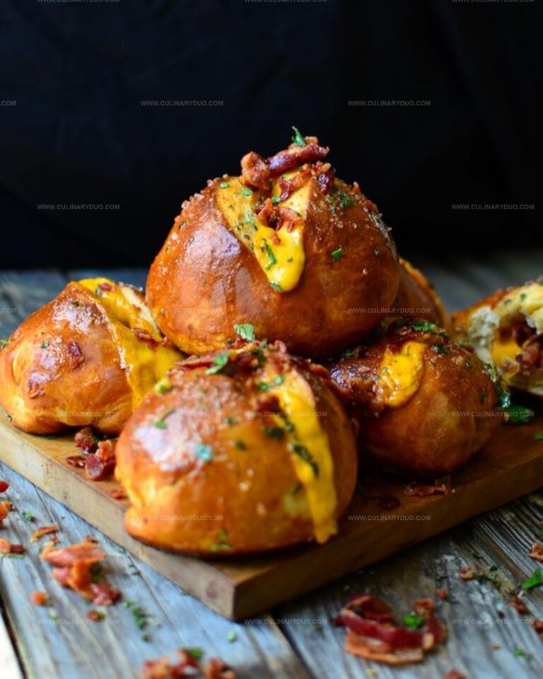 Cheddar Bacon Stuffed Pretzel Buns Recipe