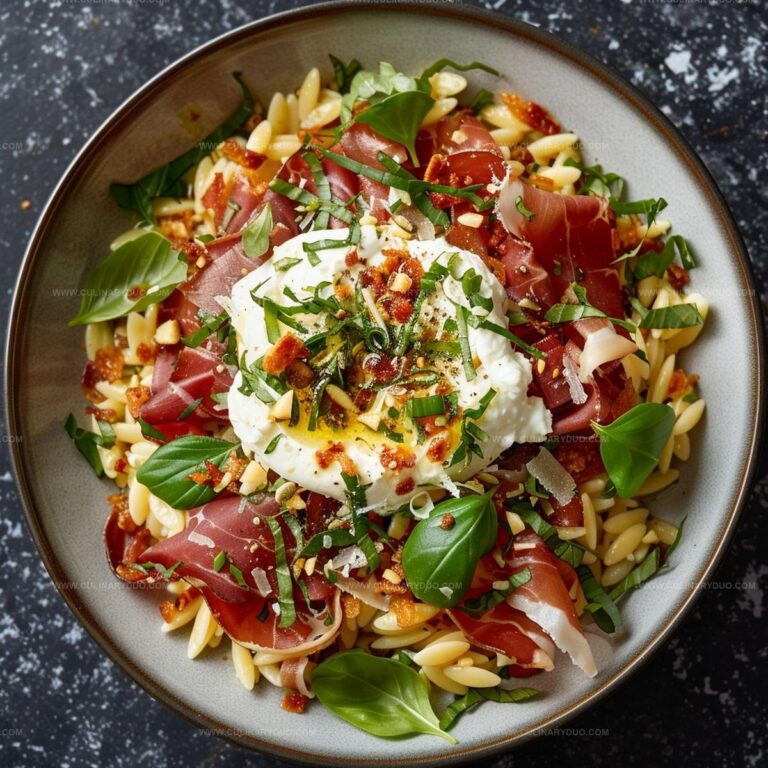 Orzo Carbonara with Crispy Prosciutto and Burrata Recipe