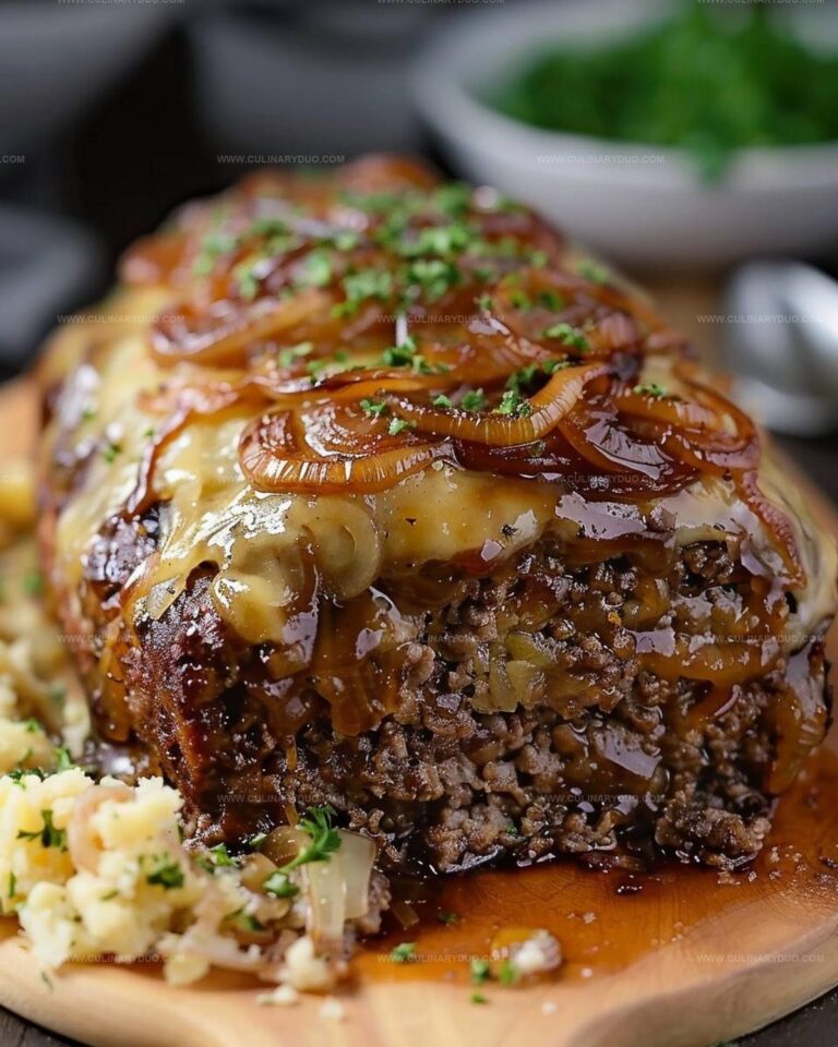 Crockpot French Onion Meatloaf with Melted Swiss Cheese Recipe