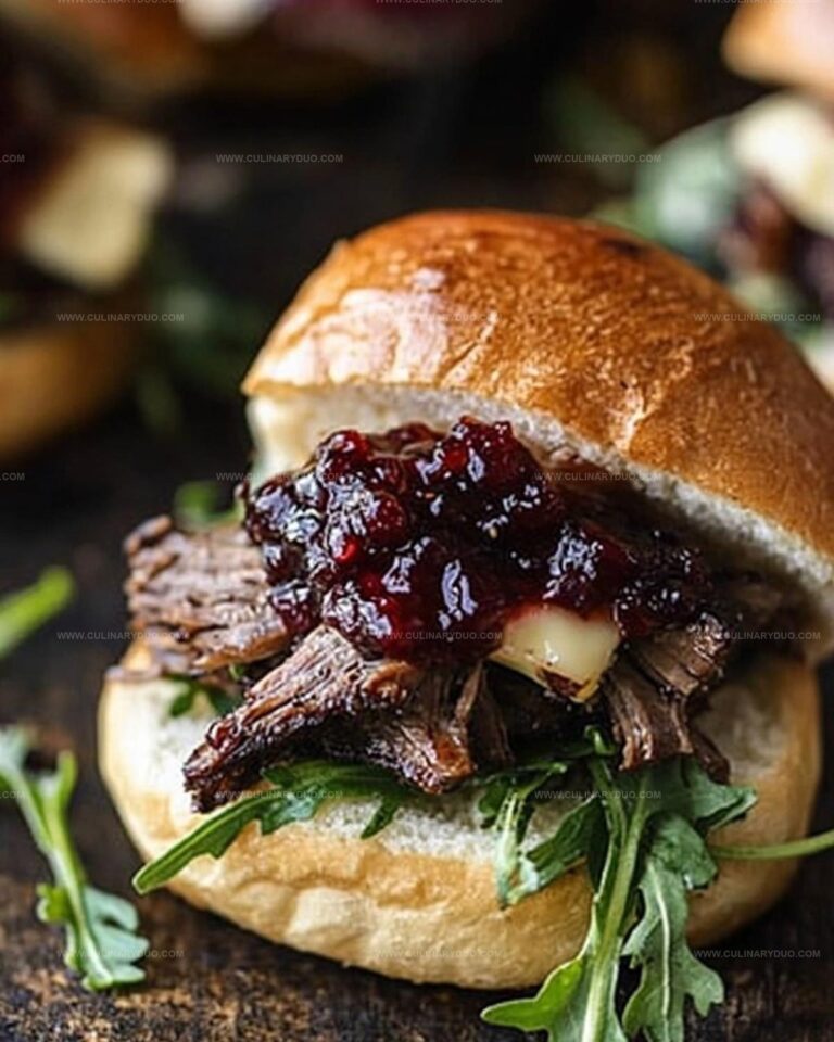 Balsamic Short Rib Sliders with Cranberry Brie and Arugula Recipe