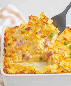 Cheesy Hashbrown Breakfast Casserole With Ham Recipe