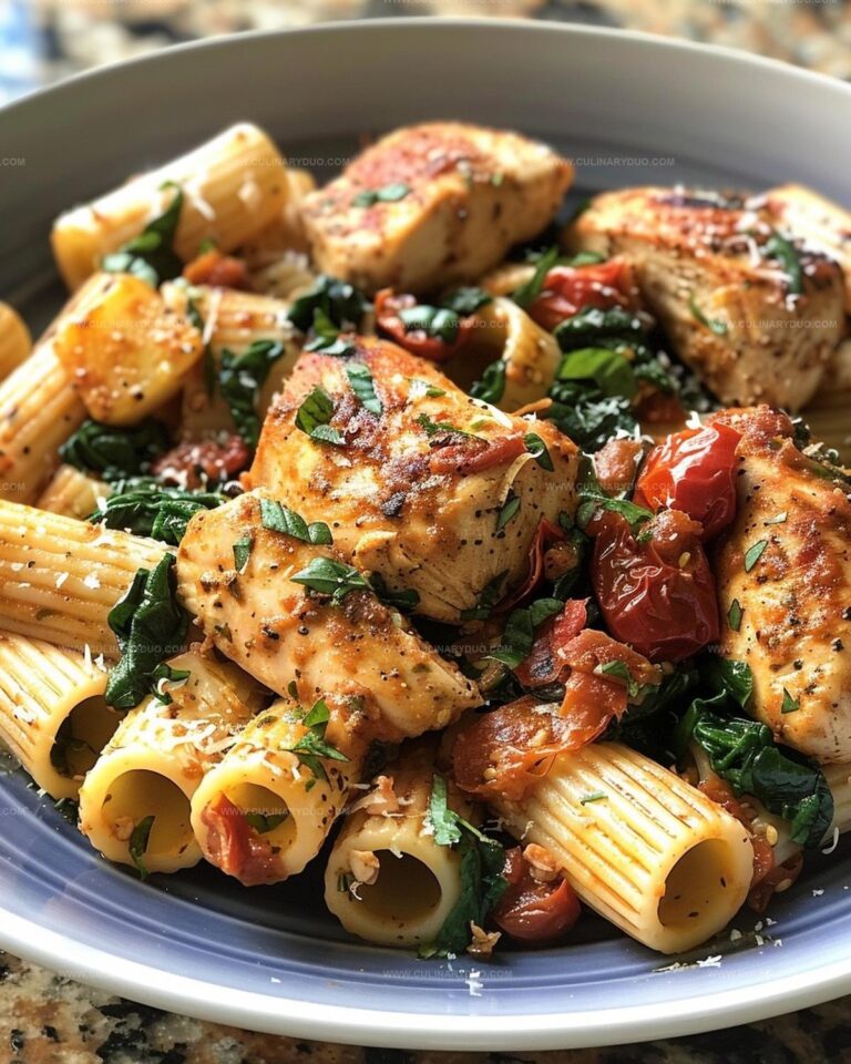 Sundried Tomato & Spinach Rigatoni with Herb-Infused Chicken Recipe