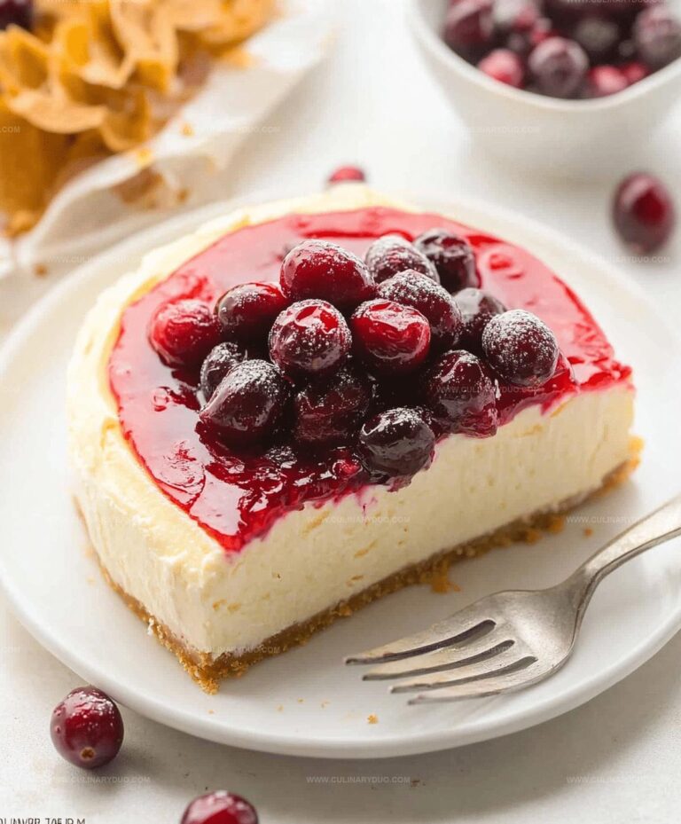 No Bake White Chocolate Cranberry Cheesecake Recipe