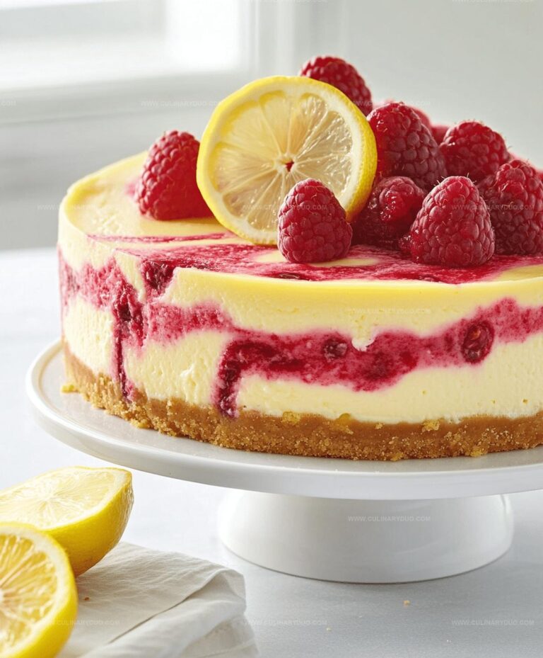 Delicious Lemon Raspberry Swirl Cheesecake Recipe