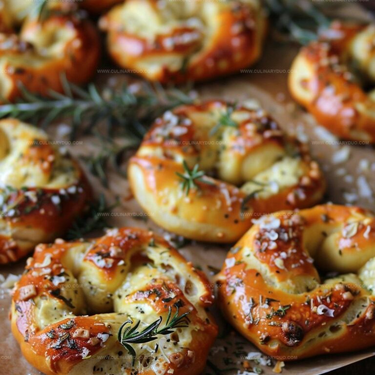 Warm Mozzarella Stuffed Rosemary and Parmesan Pretzels Recipe