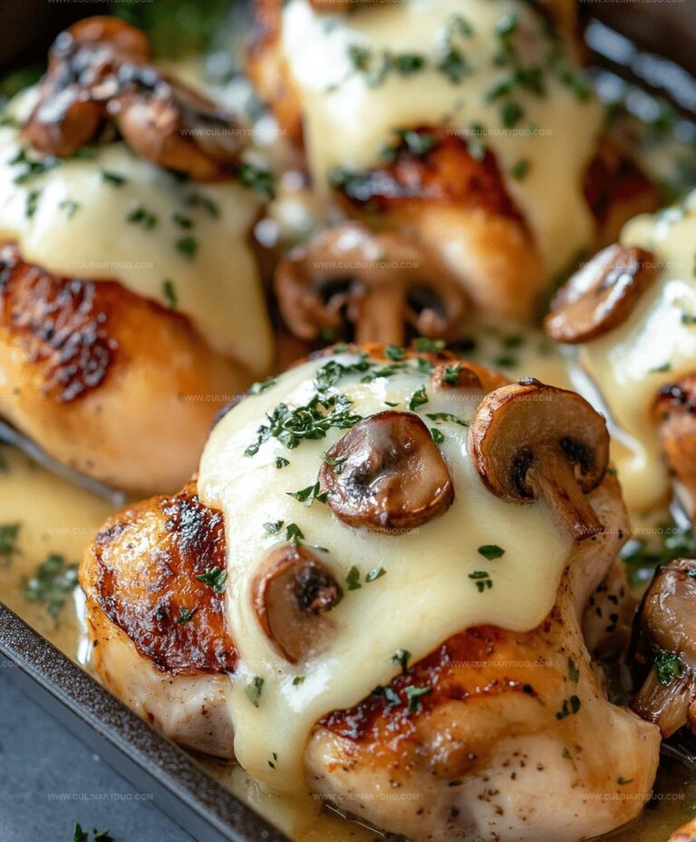 Cheesy Garlic Butter Mushroom Stuffed Chicken Recipe