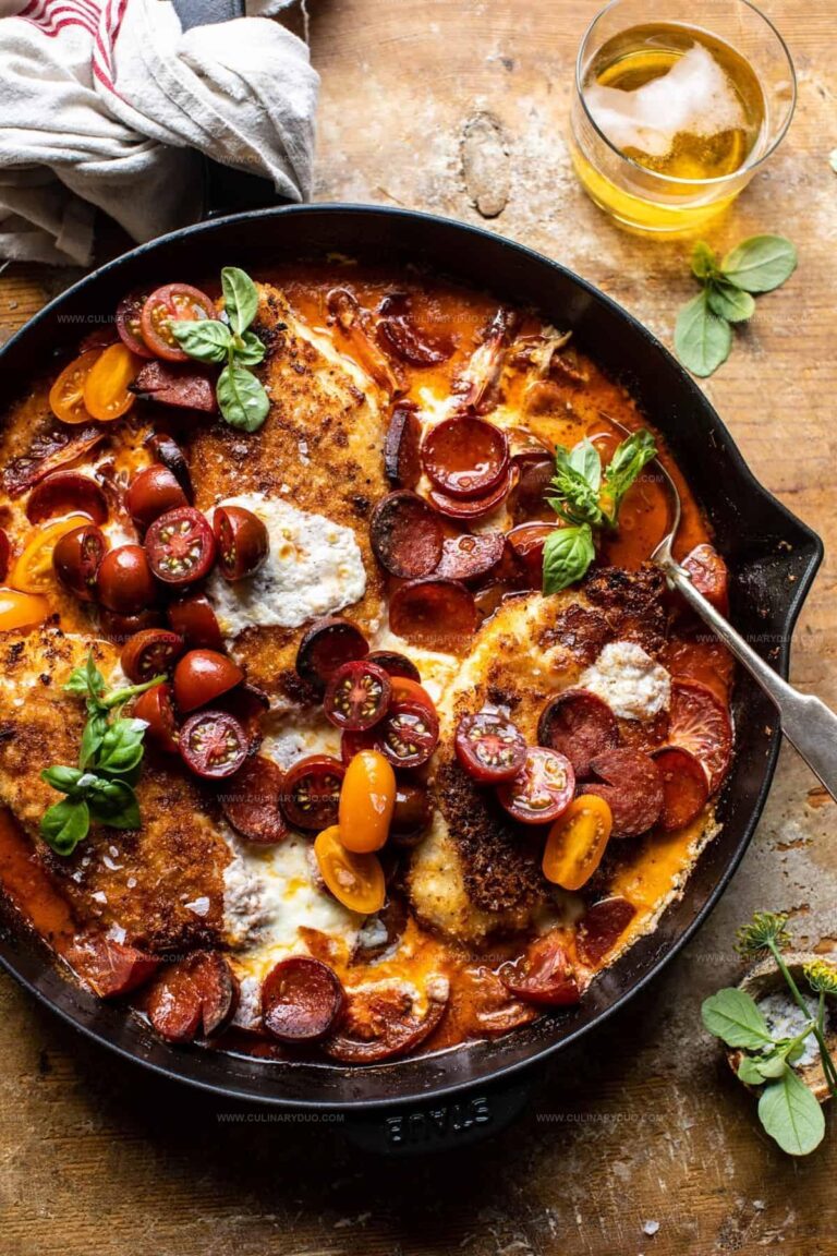 Skillet Cheesy Pepperoni Pizza Chicken Recipe