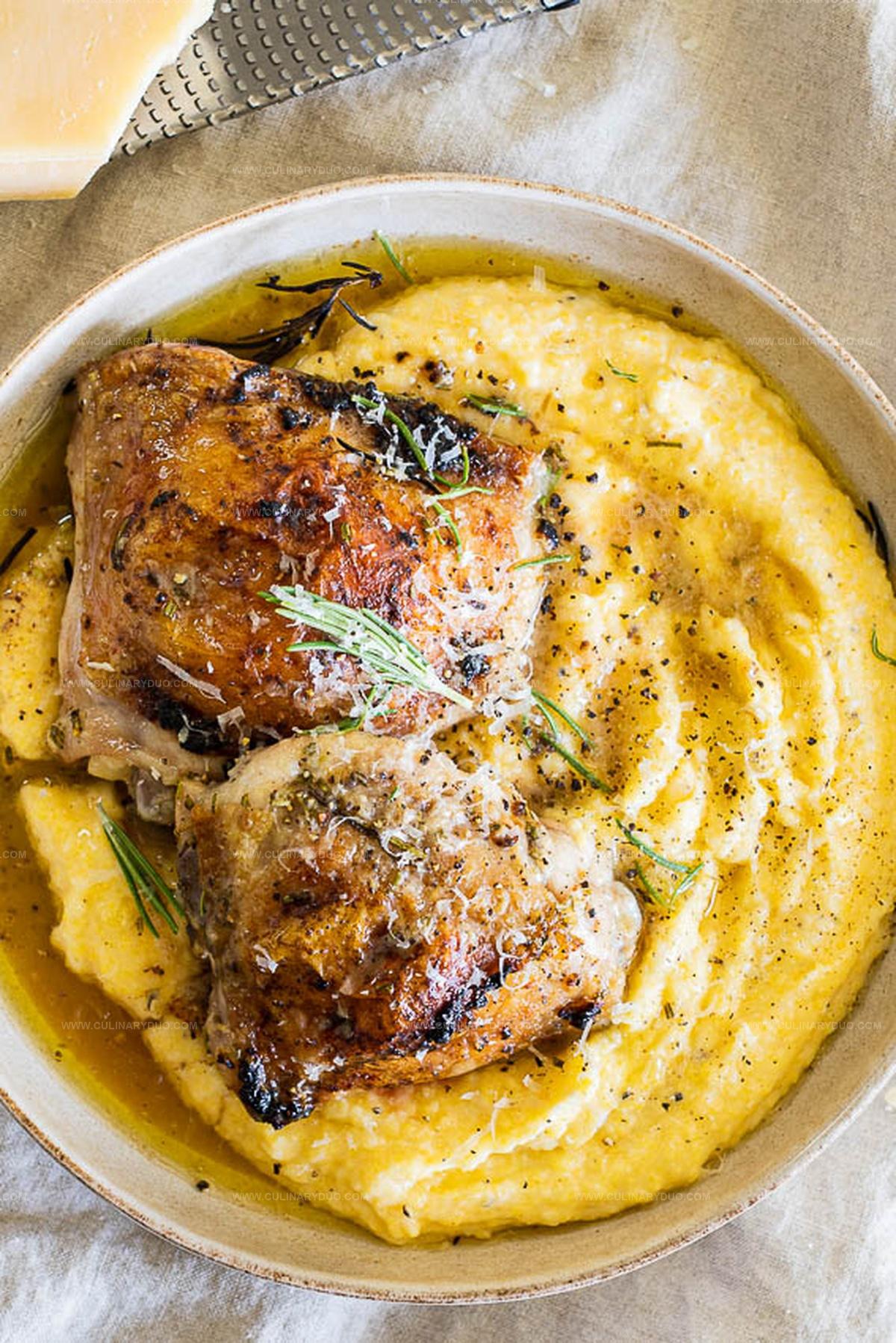 Rosemary Chicken with Cacio E Pepe Polenta Recipe