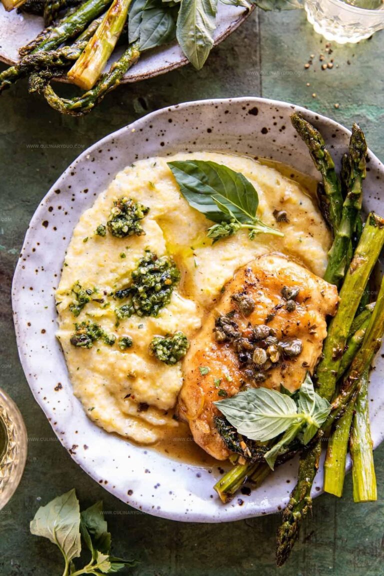 Lemon Butter Chicken Piccata with Pesto Polenta Recipe