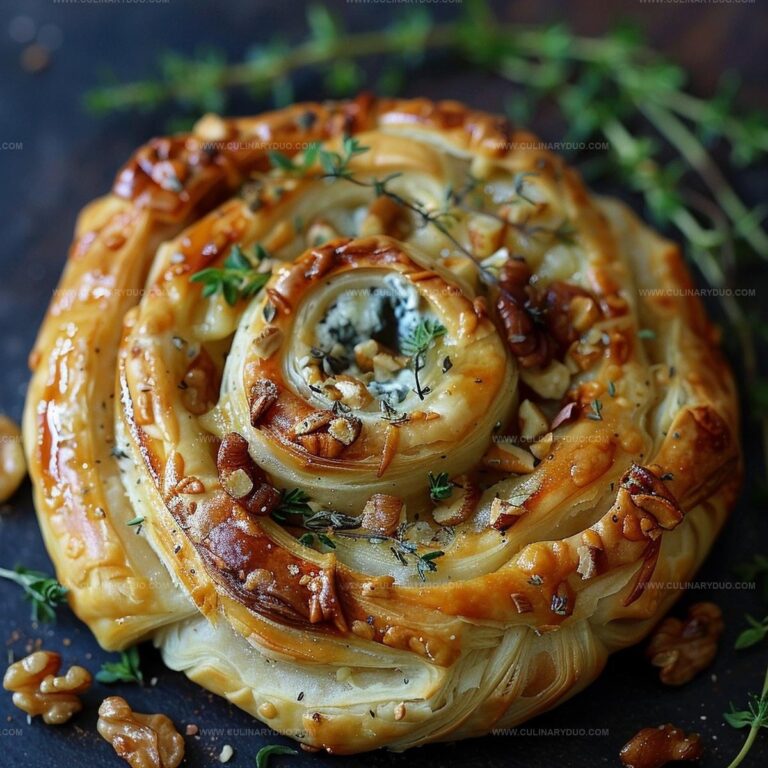 Blue Cheese, Walnut and Thyme Pull Apart Puff Pastry Twirl Recipe