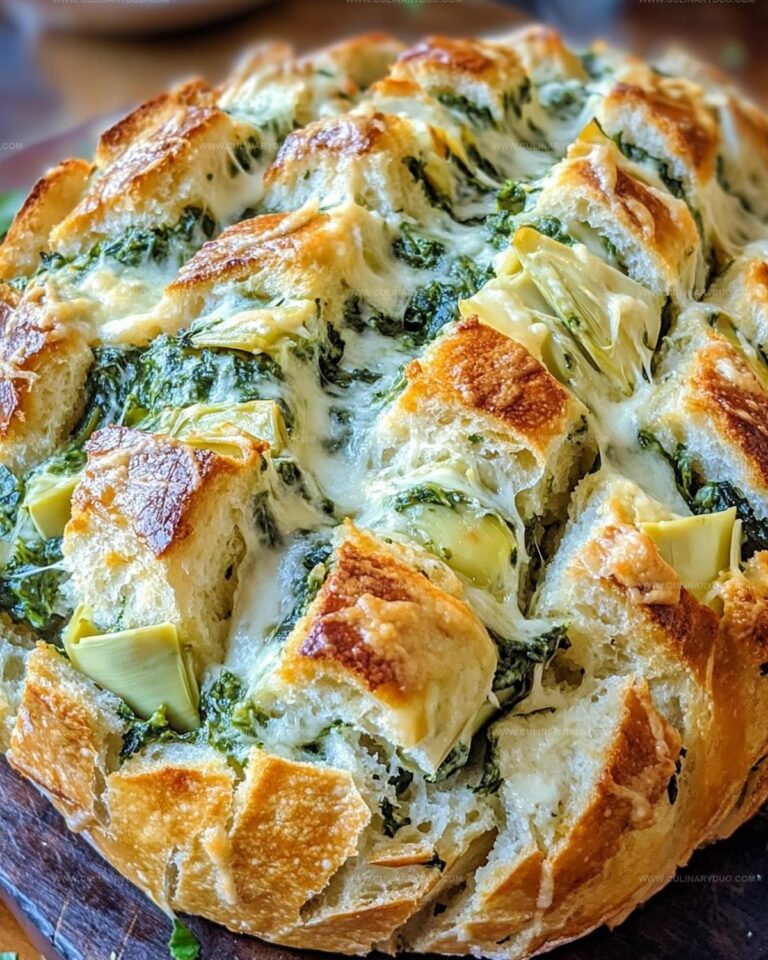 Cheesy Spinach and Artichoke Pull-Apart Sourdough Bread Recipe