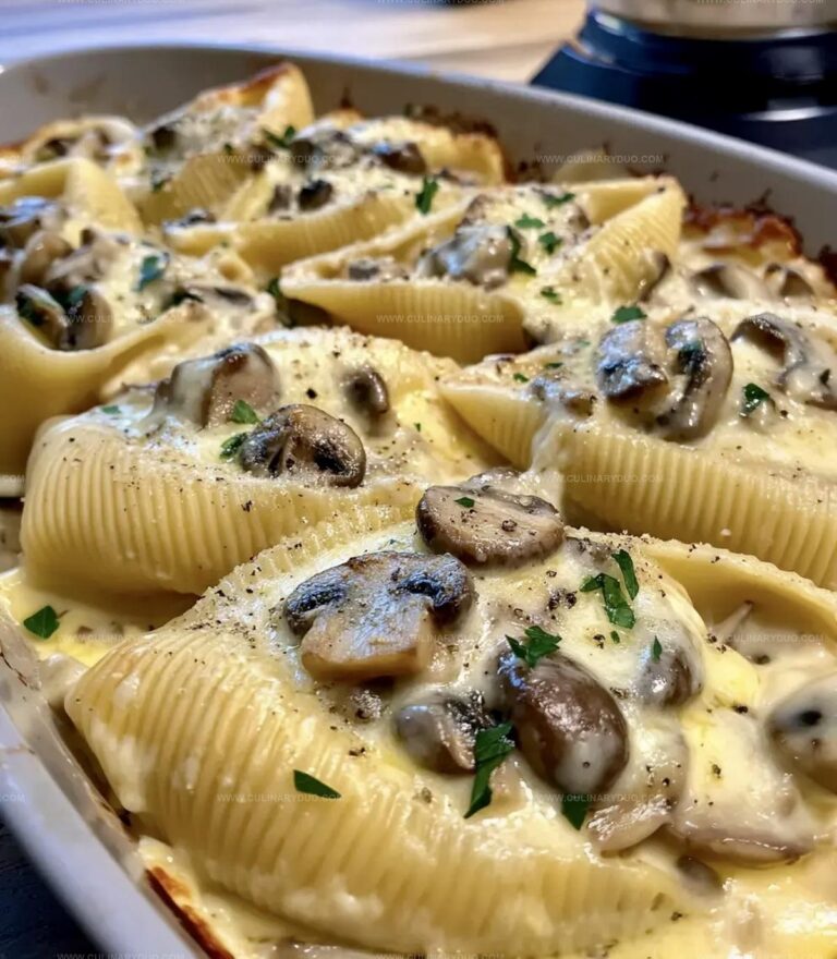 Creamy Garlic Mushroom Stuffed Shells Recipe