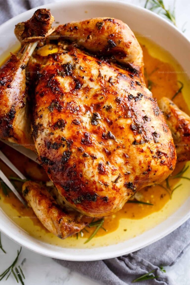 Garlic Herb Butter Roast Chicken Recipe