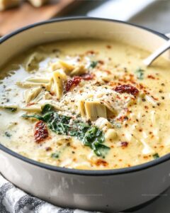 Creamy Artichoke and Spinach Soup with Sun-Dried Tomatoes Recipe