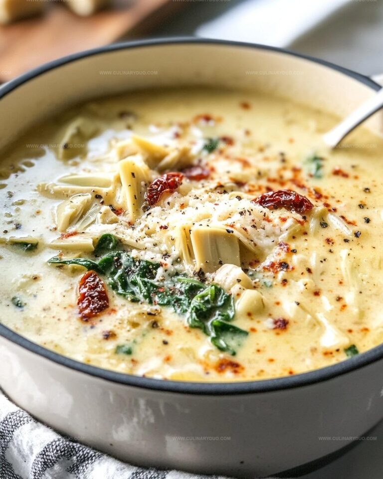 Creamy Artichoke and Spinach Soup with Sun-Dried Tomatoes Recipe