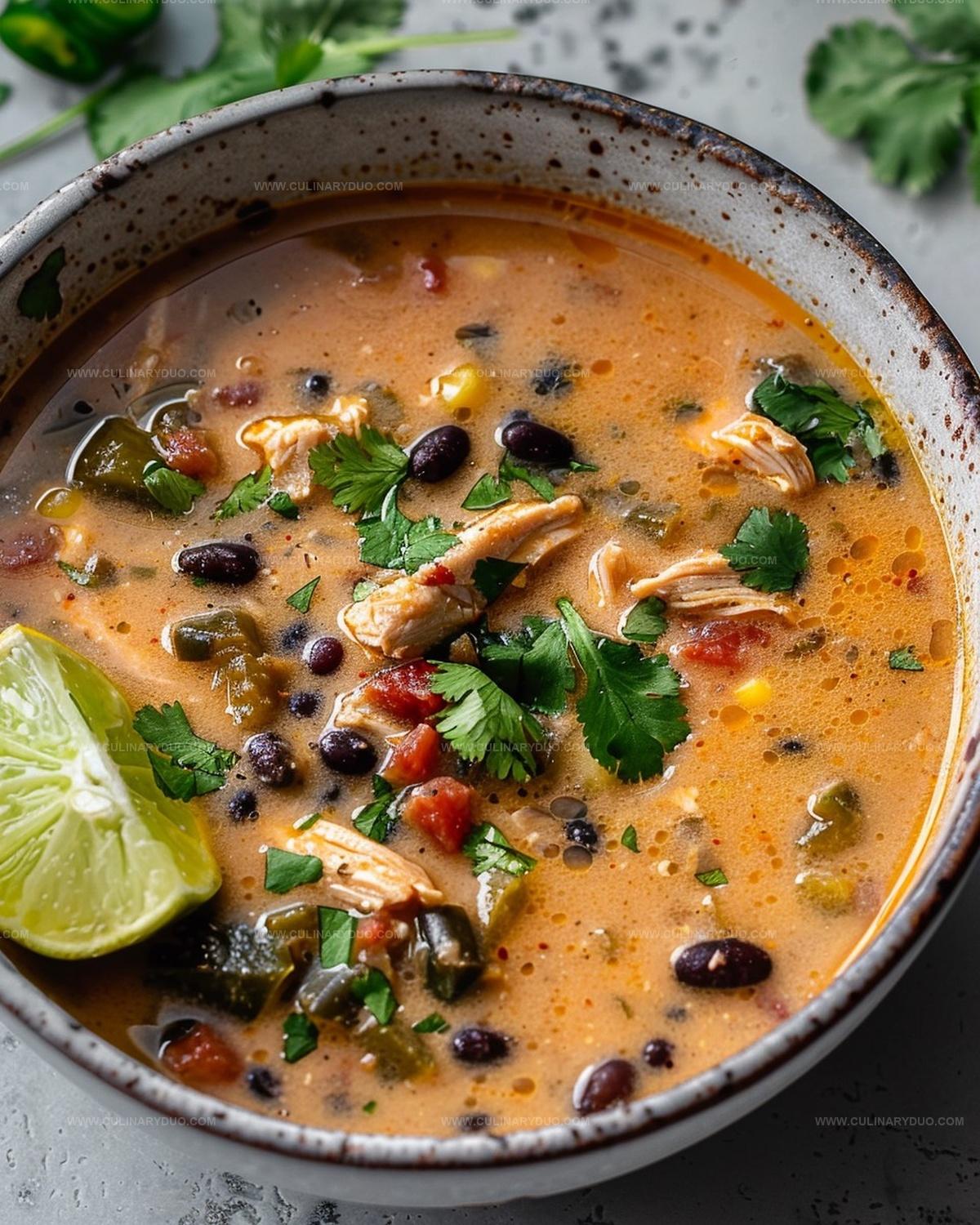 Creamy Chicken Poblano and Black Bean Soup Recipe