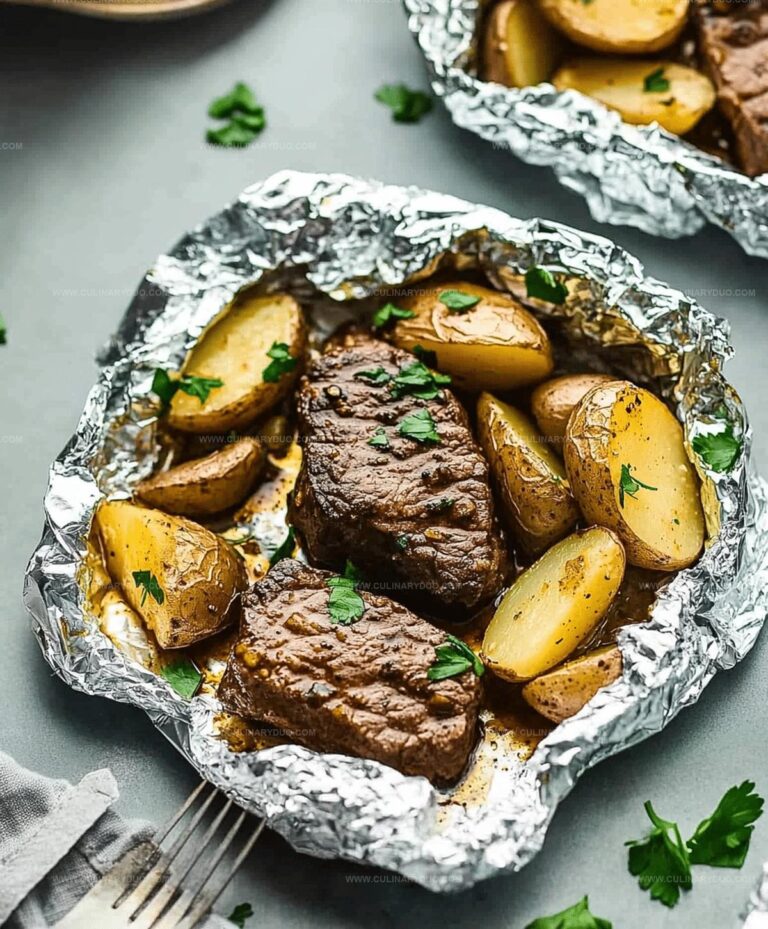 Garlic Steak & Potato Foil Packets Recipe