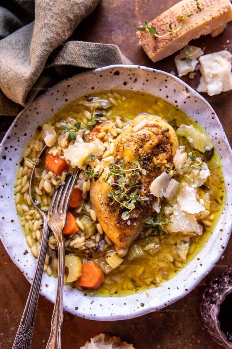 Roasted Herb Butter Chicken and Orzo Recipe