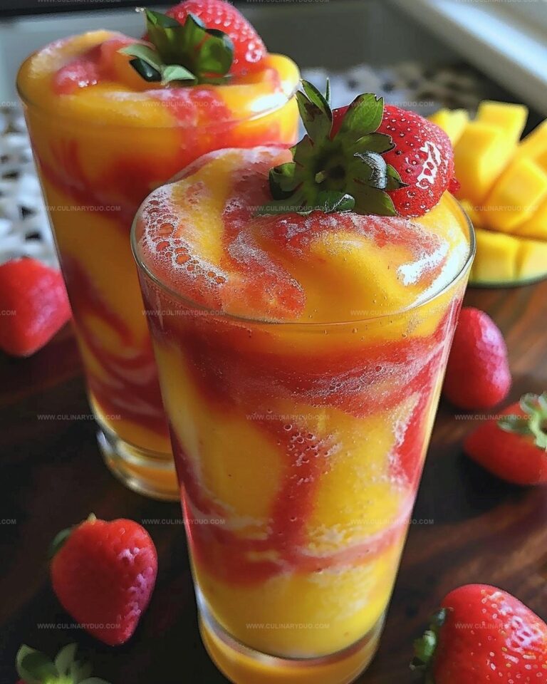 Fresh Mango Strawberry Swirled Slushies Recipe
