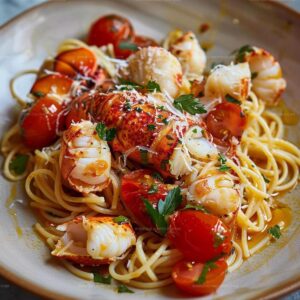Buttered Lobster Pasta with Cherry Tomatoes Recipe