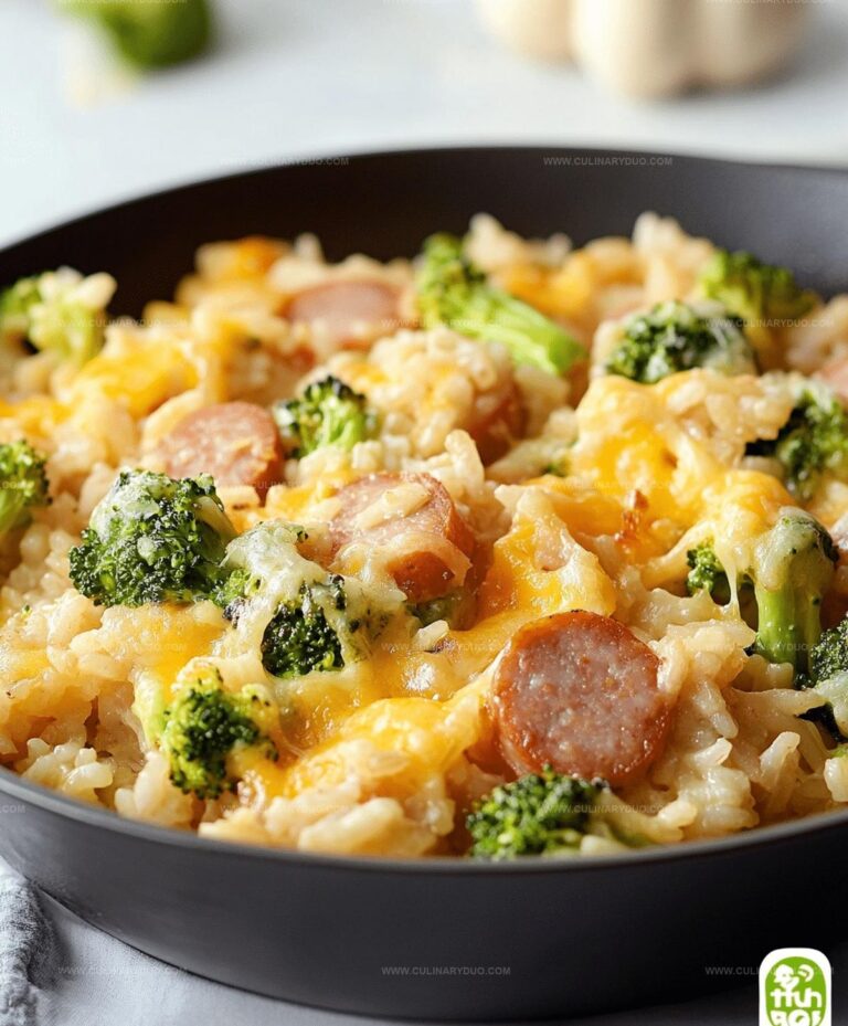 Cheesy Kielbasa Rice And Broccoli Skillet Recipe