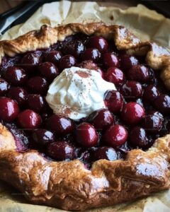 Chocolate Cherry Galette with Whipped Cream Topping Recipe