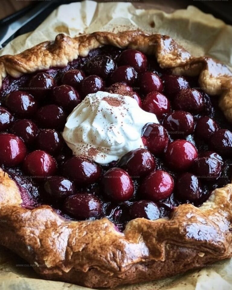 Chocolate Cherry Galette with Whipped Cream Topping Recipe