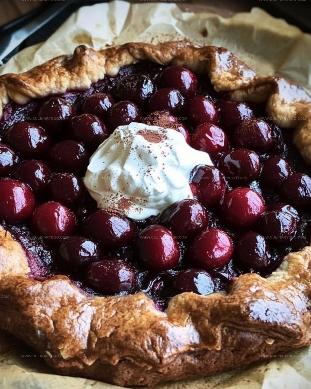 Chocolate Cherry Galette with Whipped Cream Topping Recipe