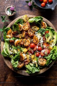 Honey Garlic Shrimp, Corn, and Avocado Bacon Salad Recipe