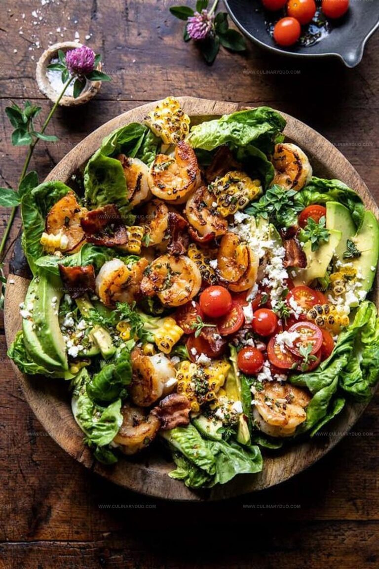Honey Garlic Shrimp, Corn, and Avocado Bacon Salad Recipe