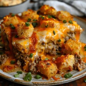 Cheesy Tater Tot Meatloaf Casserole Recipe