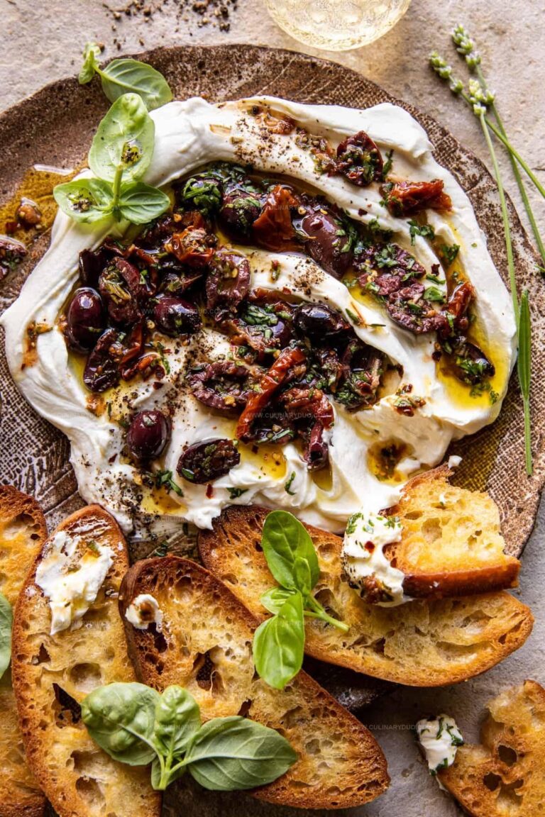 Honey Whipped Goat Cheese with Marinated Olives Recipe