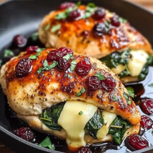 Cranberry Spinach Stuffed Chicken Breasts With Brie Recipe