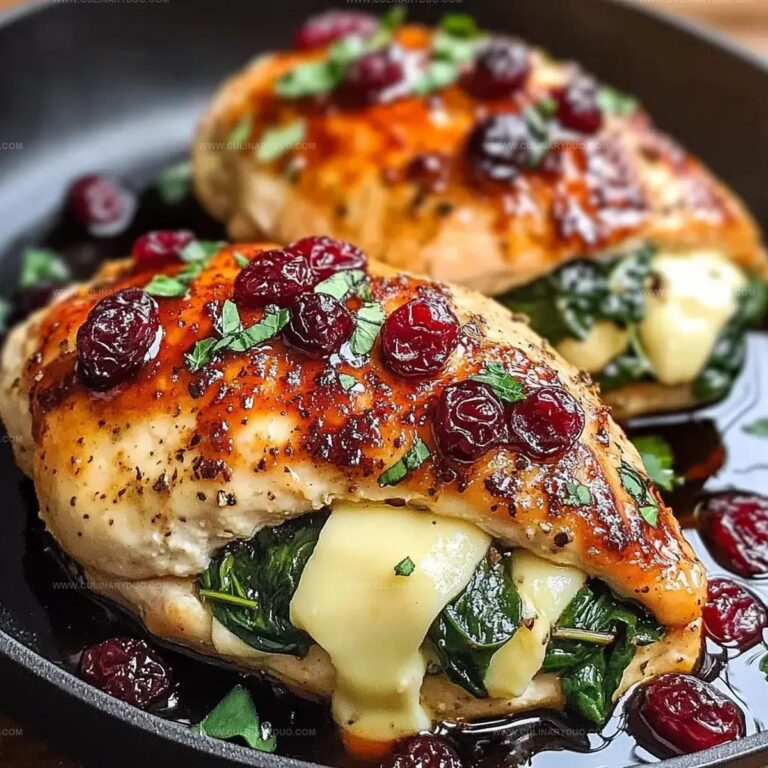 Cranberry Spinach Stuffed Chicken Breasts With Brie Recipe