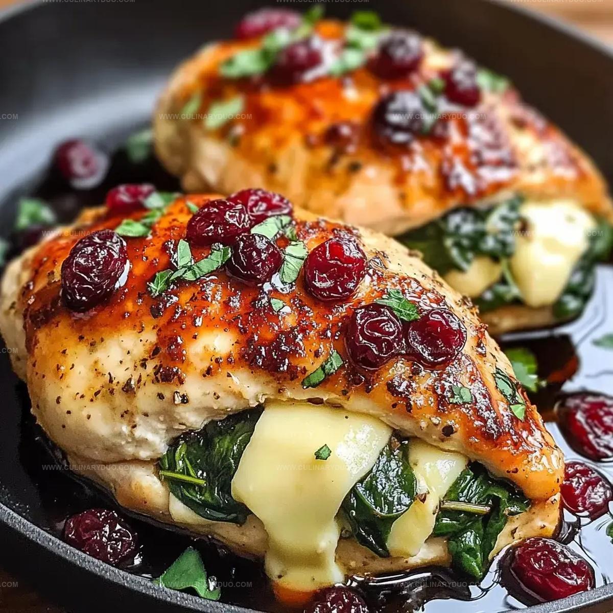 Cranberry Spinach Stuffed Chicken Breasts With Brie Recipe