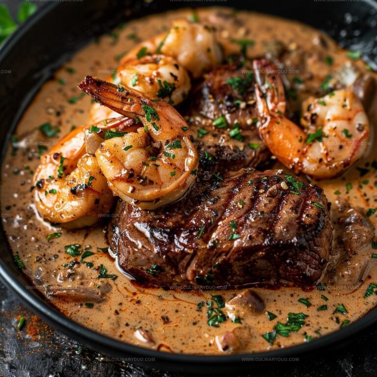 Steak in Creamy Cajun Shrimp Sauce (Surf and Turf) Recipe