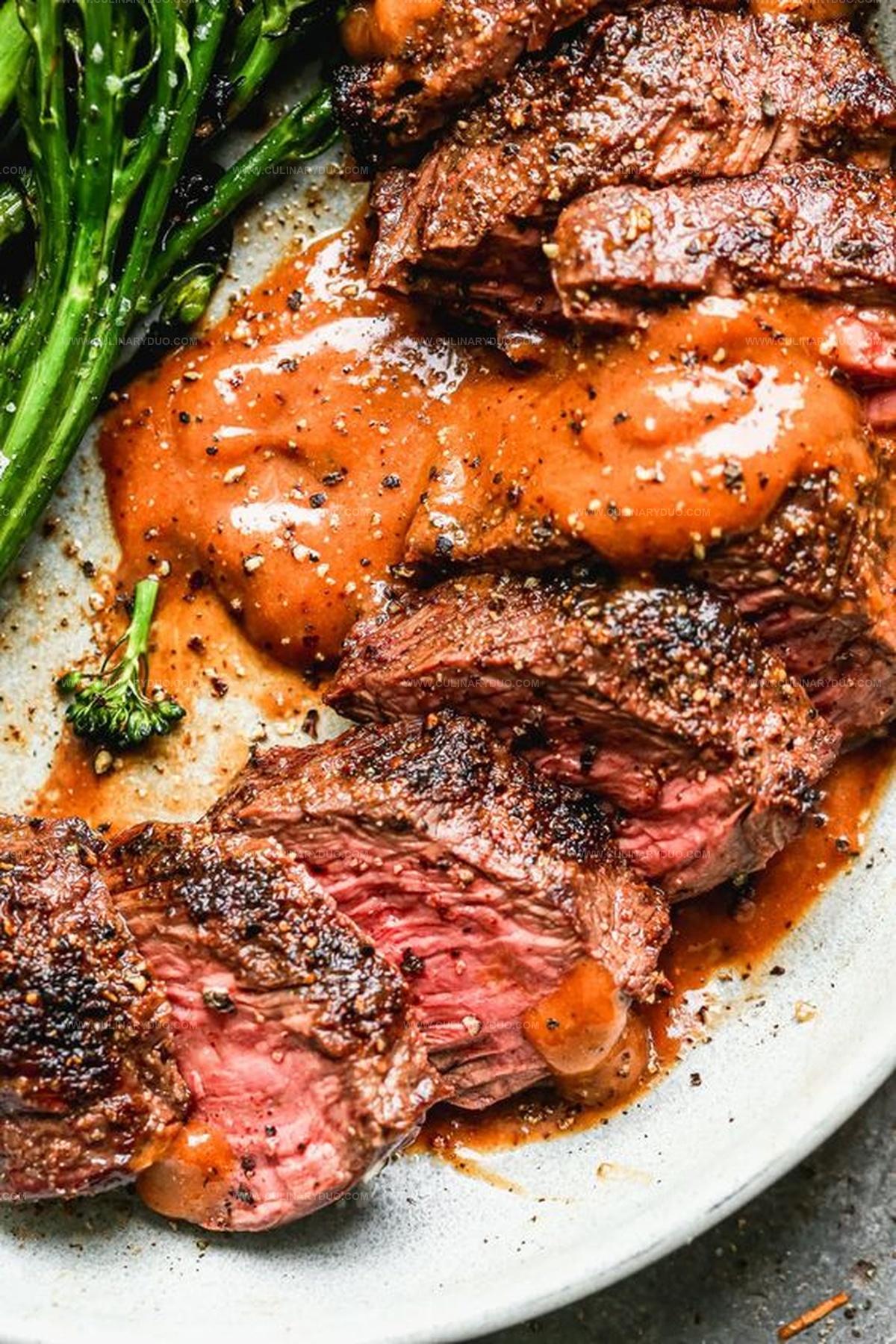 Grilled Hanger Steak with Homemade Steak Sauce Recipe