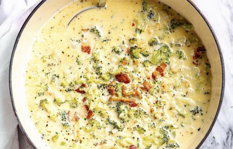 Broccoli Cauliflower Cheese Soup with Bacon Recipe