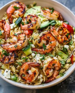 Lemon-Herb Orzo with Grilled Shrimp Recipe